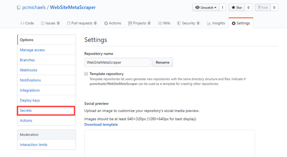 github add secrets to repo