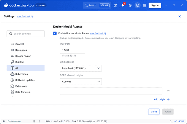 Docker Model Runner - model list or CLI pull
