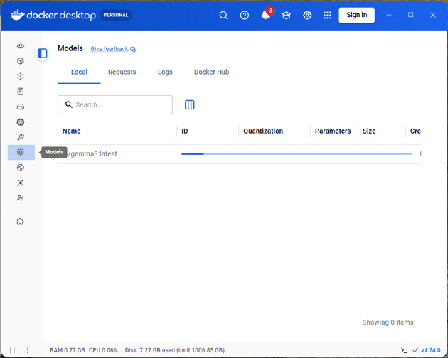 Docker Desktop - AI / Model Runner settings